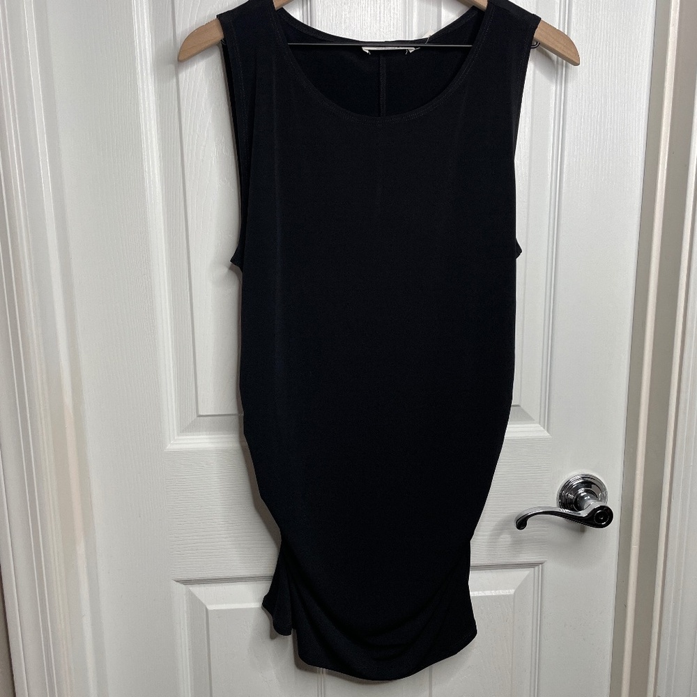 Silky black tank top with lovely ruching